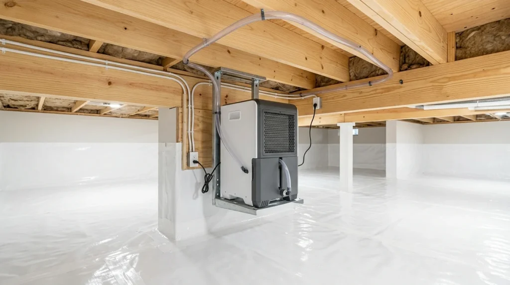 Alorair HDi90 Dehumidifier with Built-In Condensate Pump in Encapsulated Space