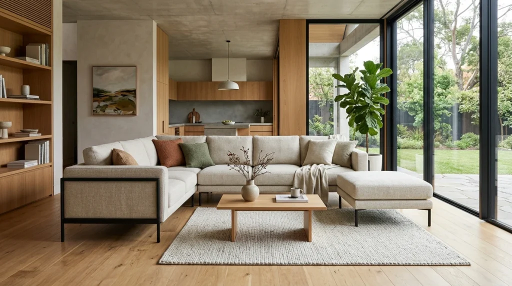 Monvane modular sectional sofa with durable steel frame and performance fabric upholstery